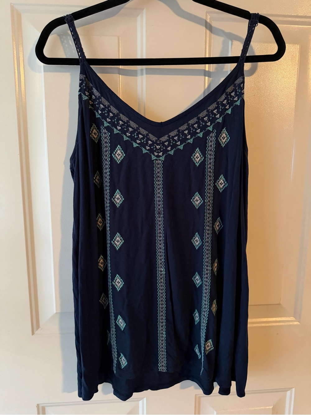 Torrid 2XL Navy Blue Embroidered Spaghetti Strap Tank